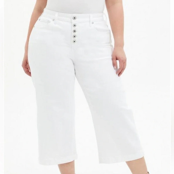 Torrid vintage stretch crop high rise wide leg pants size 14 button fly - Picture 1 of 9